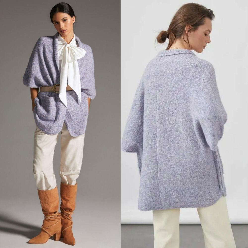 Anthropologie Look By M Bouclé Kimono Sweater- Purple Lavend